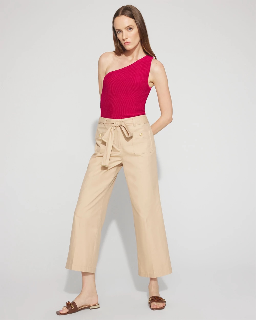 パンツ wjk easy cropped pants beige L Lightweight Wide Leg Cropped
